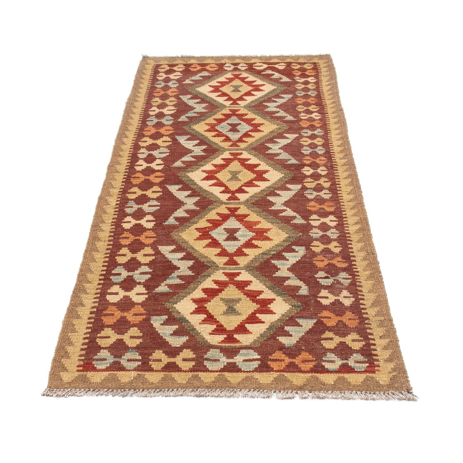 Alfombra de pasillo Alfombra Kelim - Oriental - 192 x 76 cm - marrón