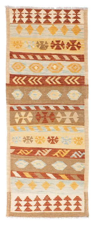 Alfombra de pasillo Alfombra Kelim - Oriental - 207 x 77 cm - beige
