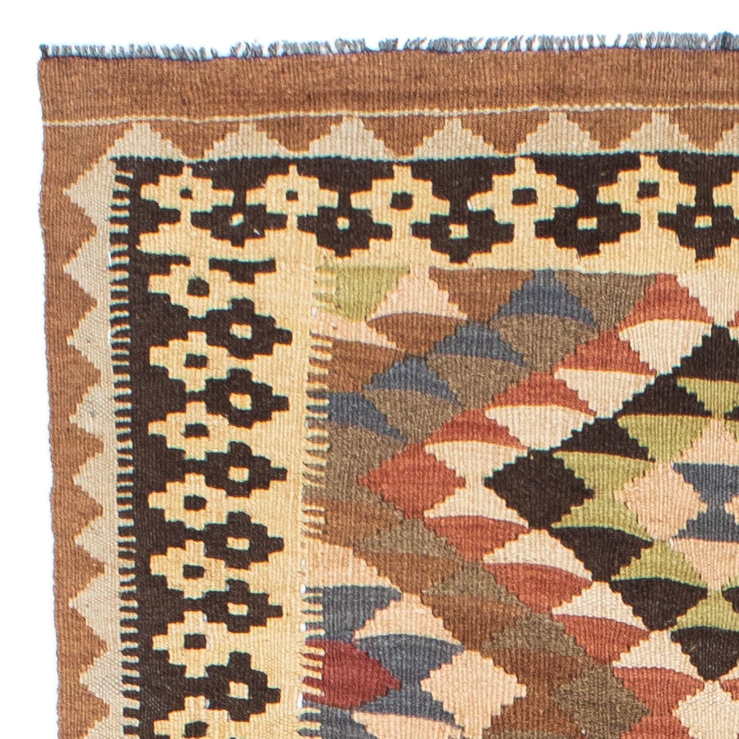 Alfombra de pasillo Alfombra Kelim - Oriental - 207 x 85 cm - marrón claro