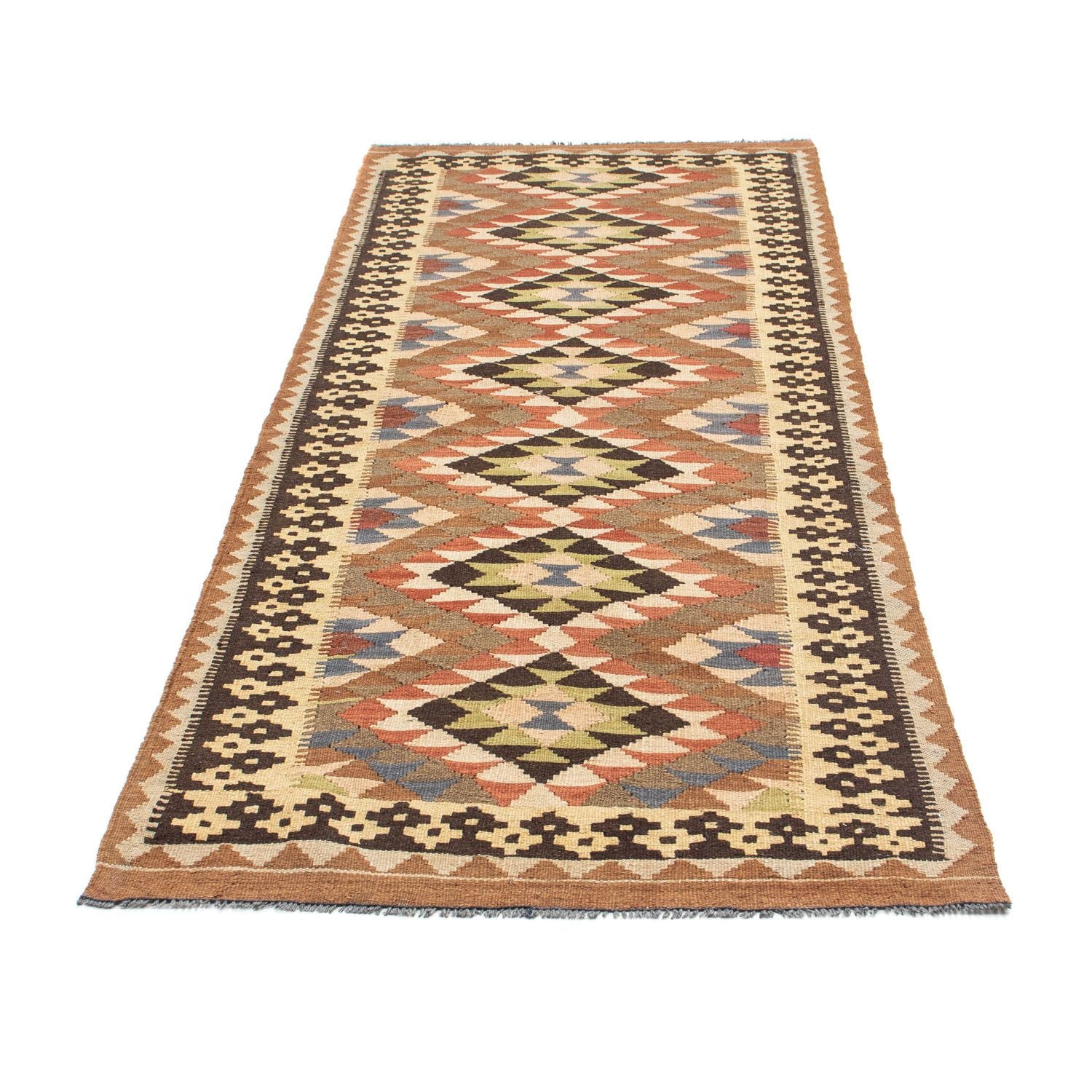 Alfombra de pasillo Alfombra Kelim - Oriental - 207 x 85 cm - marrón claro