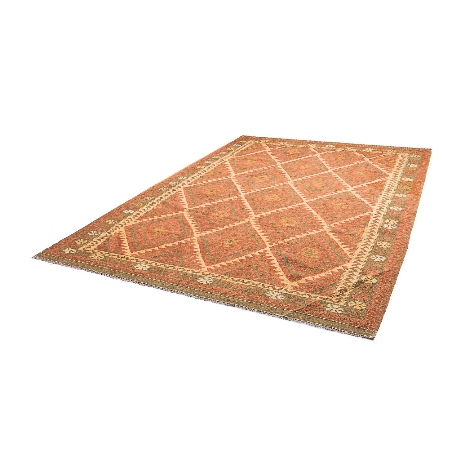Alfombra Kelim - Splash - 294 x 207 cm - marrón