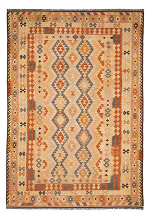 Alfombra Kelim - Splash - 293 x 200 cm - marrón claro