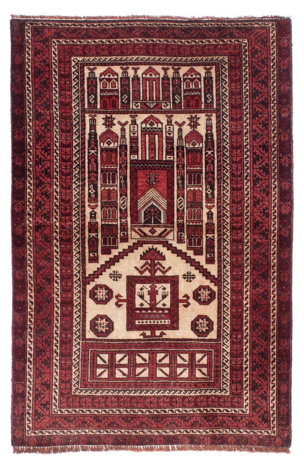 Alfombra Belutsch - 138 x 89 cm - rojo oscuro
