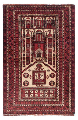 Alfombra Belutsch - 138 x 89 cm - rojo oscuro