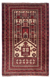 Alfombra Belutsch - 138 x 89 cm - rojo oscuro