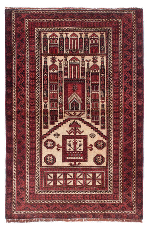 Alfombra Belutsch - 138 x 89 cm - rojo oscuro