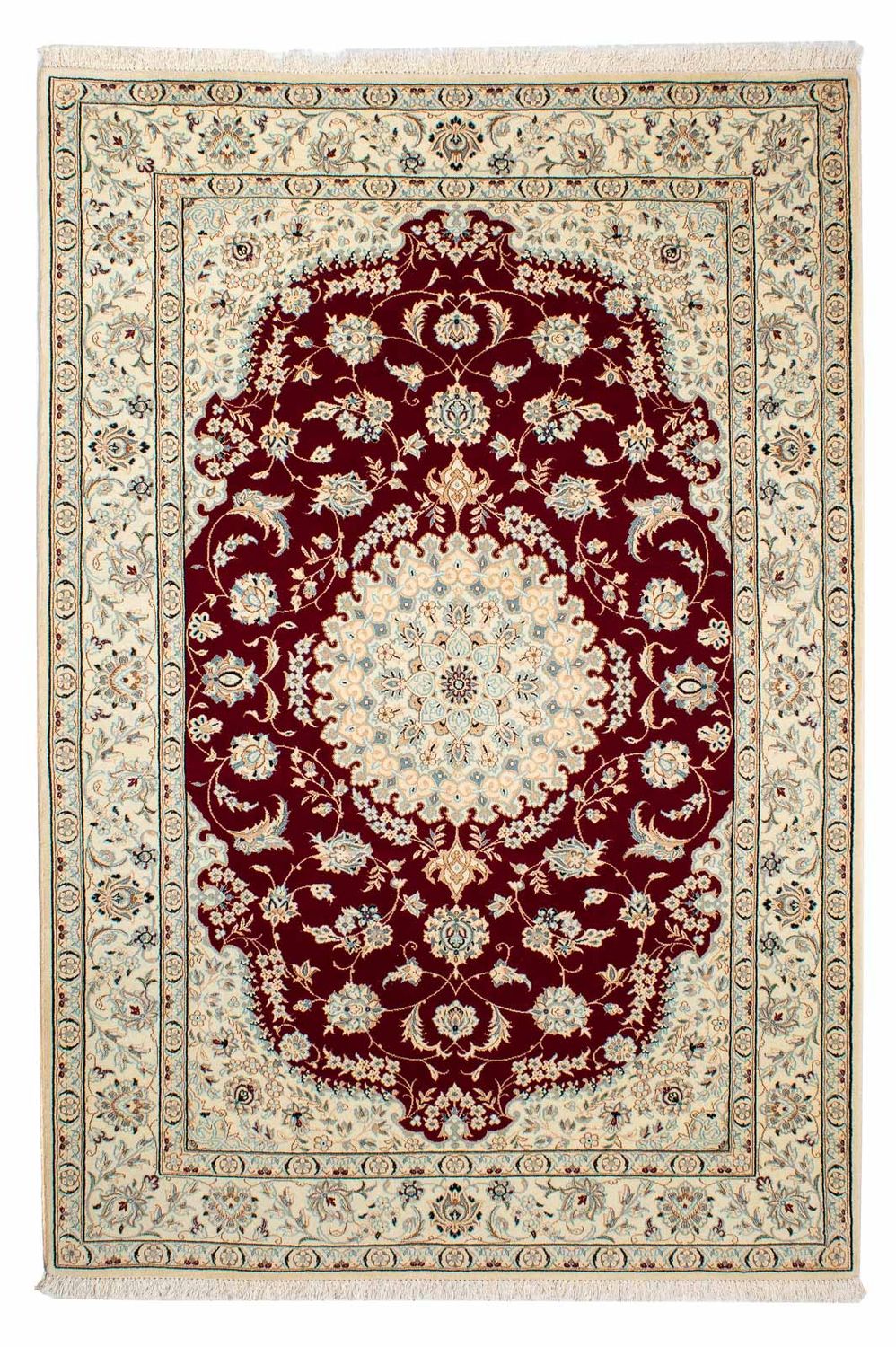 Alfombra Persa - Nain - Real - 236 x 157 cm - rojo oscuro