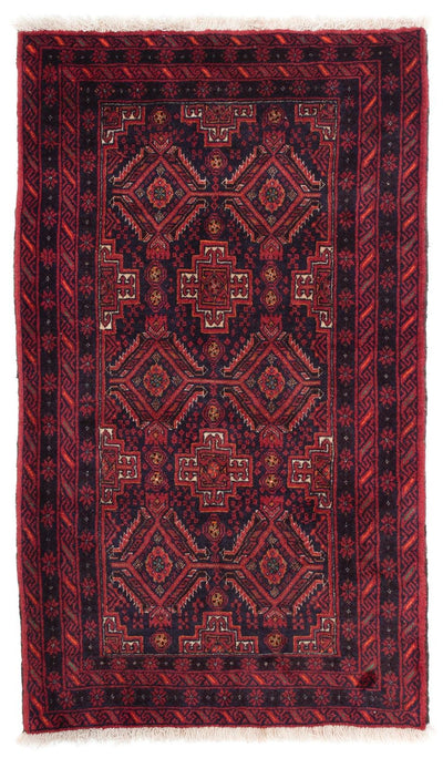 Alfombra Belutsch 136x169cm - Alfombra oriental - rojo oscuro