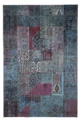 Alfombra de patchwork - 291 x 194 cm - azul