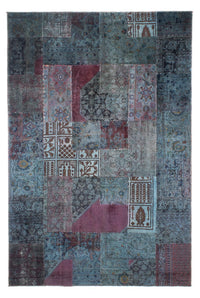 Alfombra de patchwork - 291 x 194 cm - azul