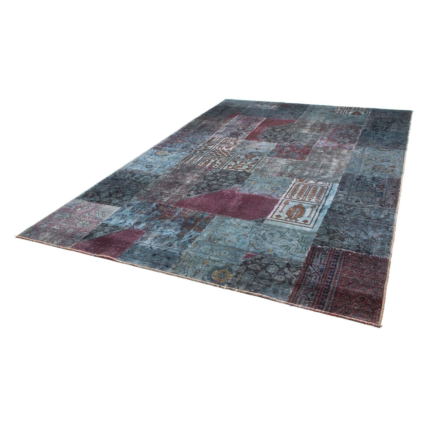 Alfombra de patchwork - 291 x 194 cm - azul