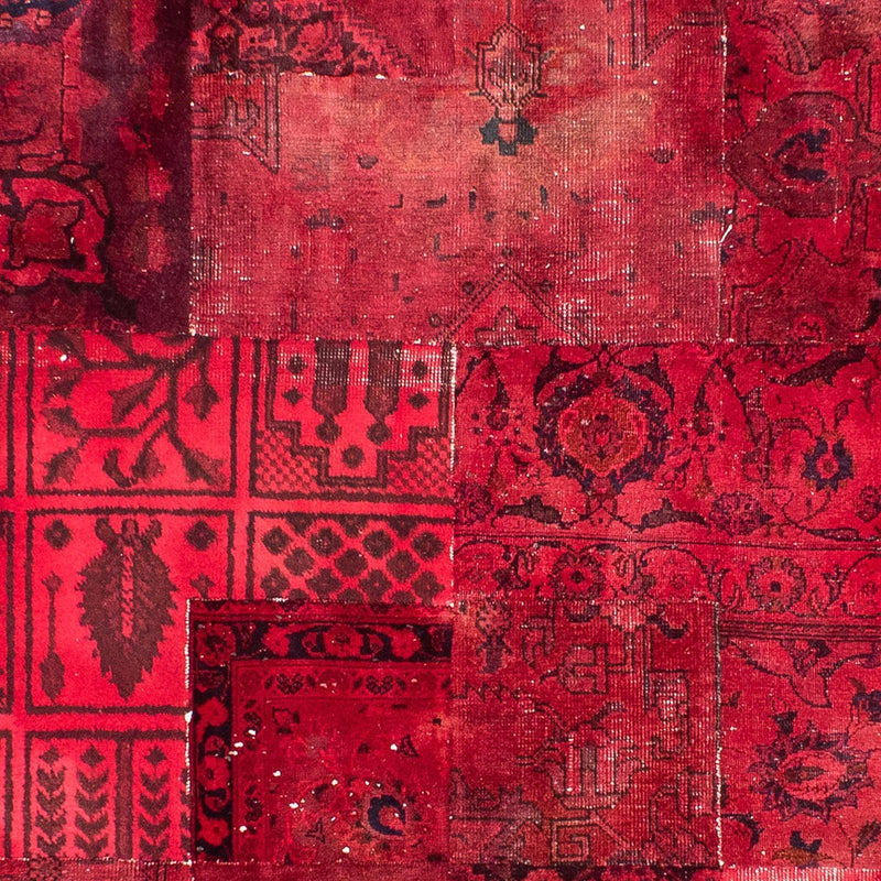 Alfombra de patchwork - 293 x 194 cm - rojo oscuro