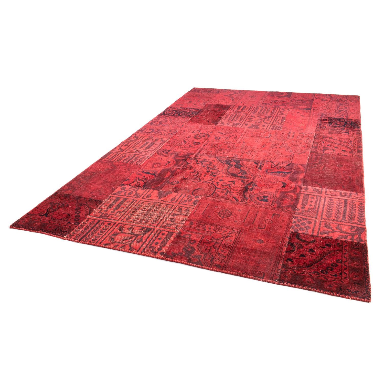 Alfombra de patchwork - 296 x 196 cm - rojo oscuro