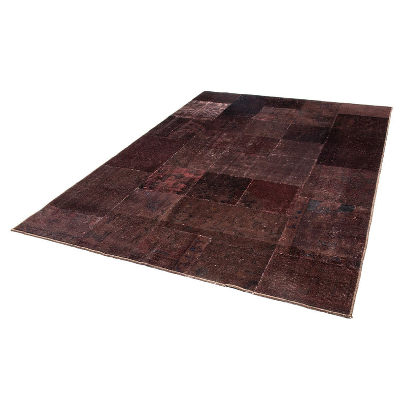 Alfombra de patchwork - 233 x 195 cm - marrón oscuro