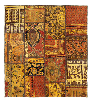 Alfombra de patchwork cuadrado  - 151 x 142 cm - multicolor