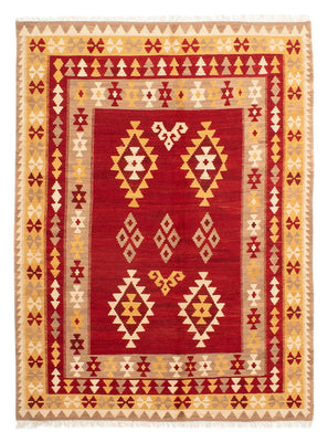 Alfombra Kelim - Oriental - 252 x 178 cm - rojo oscuro