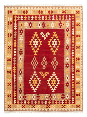 Alfombra Kelim - Oriental - 252 x 178 cm - rojo oscuro
