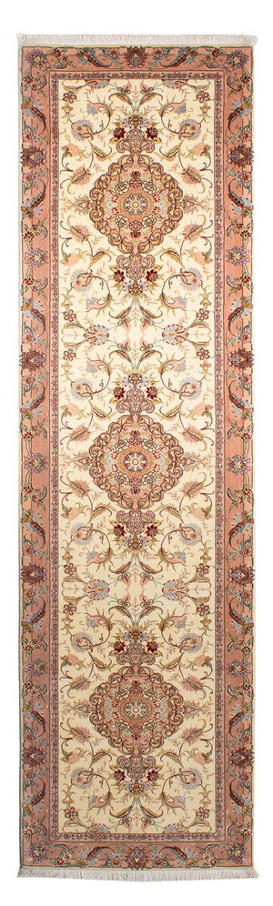 Alfombra de pasillo Alfombra Persa - Tabriz - Real - 310 x 88 cm - beige