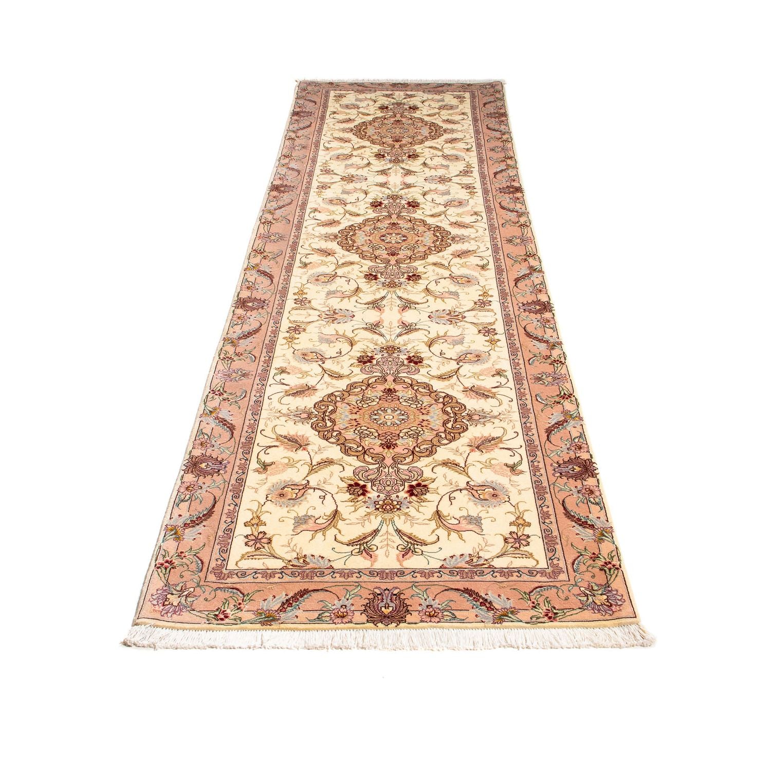 Alfombra de pasillo Alfombra Persa - Tabriz - Real - 310 x 88 cm - beige