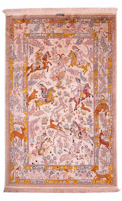 Alfombra de seda - Ghom Seda - Prima - 195 x 125 cm - rosa