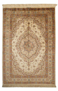 Alfombra de seda - Ghom Seda - Prima - 188 x 130 cm - beige