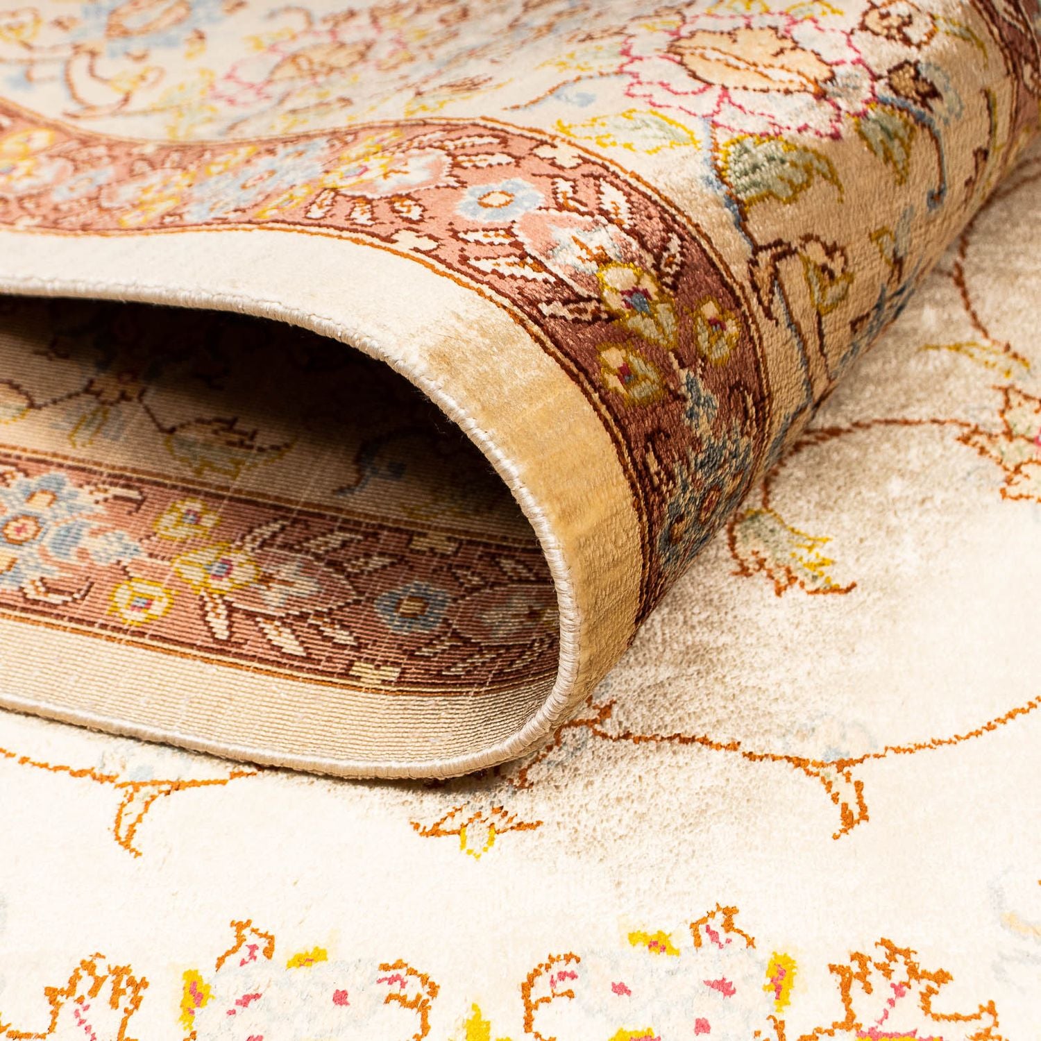Alfombra de seda - Ghom Seda - Prima - 188 x 130 cm - beige