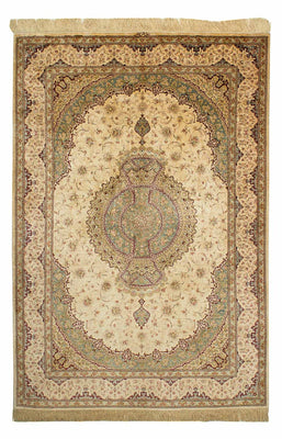 Alfombra de seda - Ghom Seda - Prima - 197 x 131 cm - beige