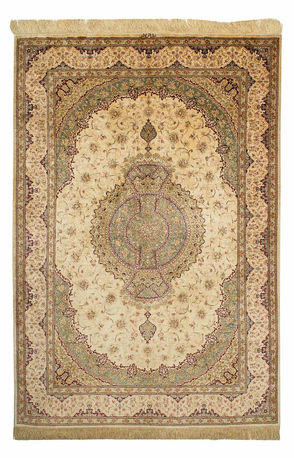 Alfombra de seda - Ghom Seda - Prima - 197 x 131 cm - beige