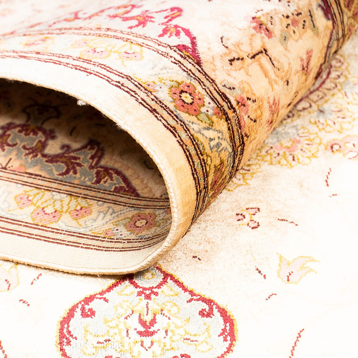 Alfombra de seda - Ghom Seda - Prima - 197 x 131 cm - beige