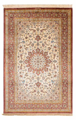 Alfombra de seda - Ghom Seda - Prima - 200 x 128 cm - beige