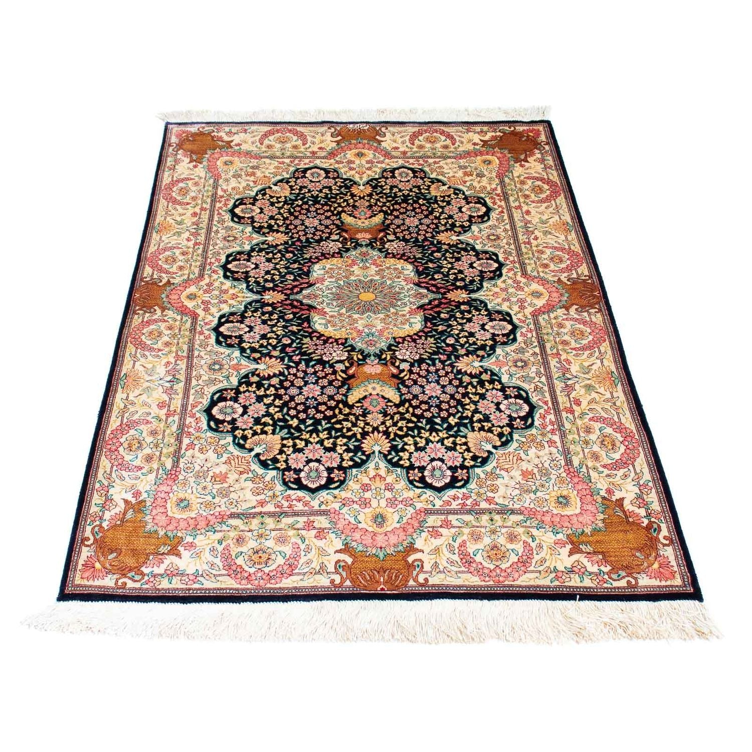 Alfombra persa - Ghom - 130 x 81 cm - beige