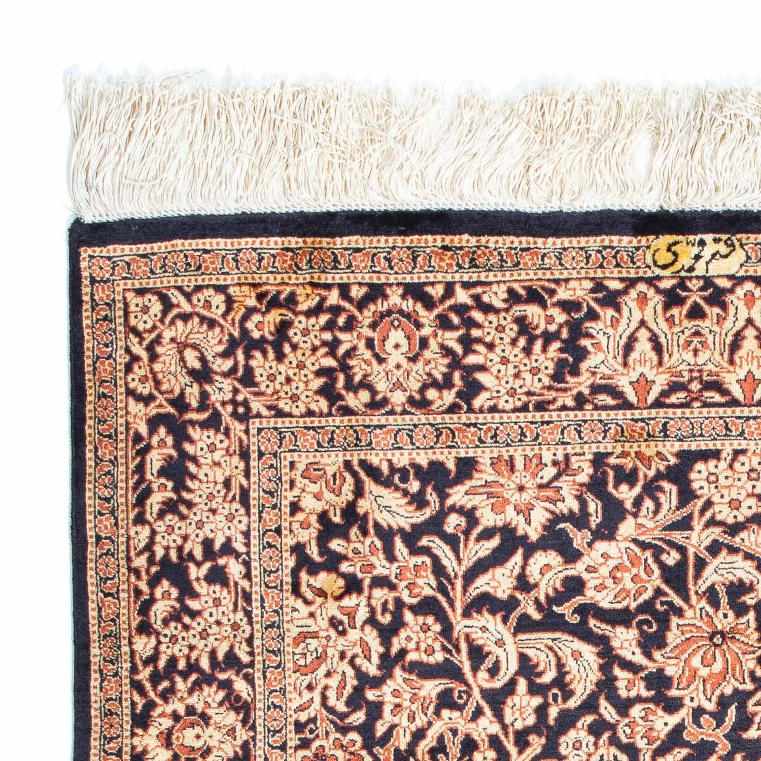 Alfombra persa - Ghom - 112 x 80 cm - azul oscuro