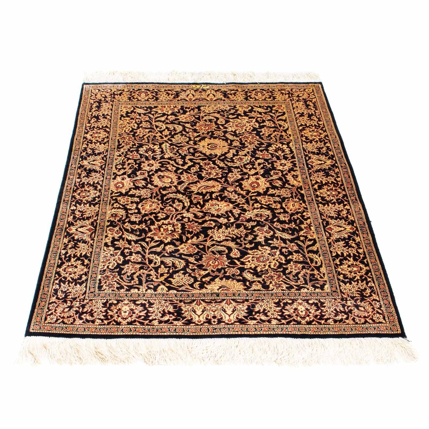Alfombra persa - Ghom - 112 x 80 cm - azul oscuro