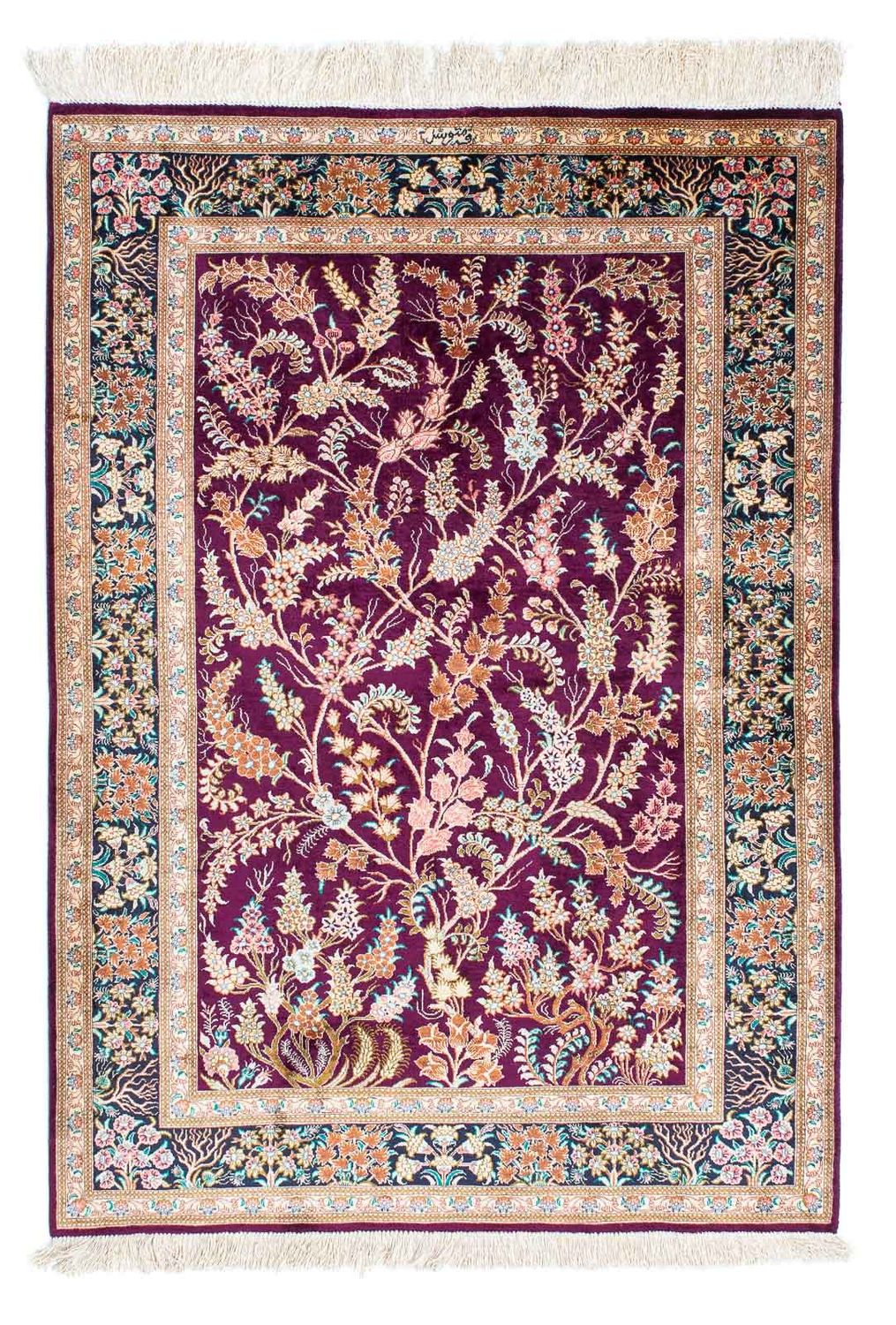 Alfombra persa - Ghom - 144 x 97 cm - púrpura