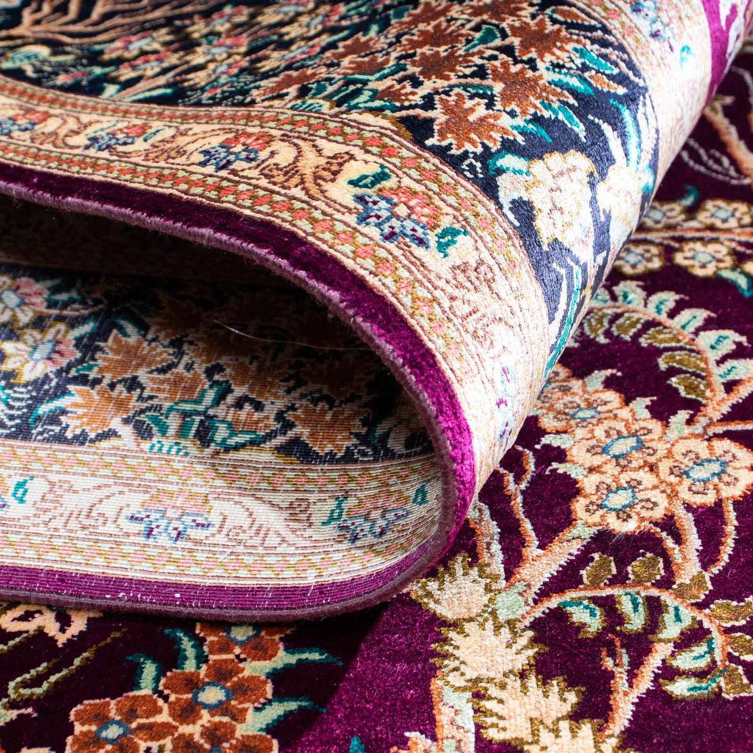 Alfombra persa - Ghom - 144 x 97 cm - púrpura