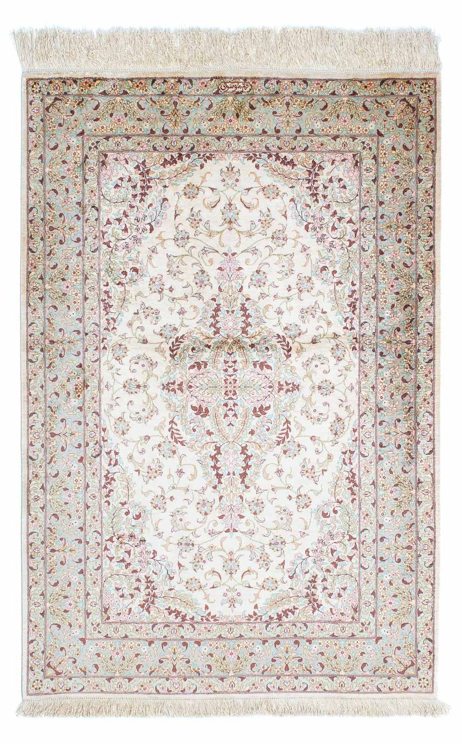 Alfombra persa - Ghom - 147 x 98 cm - beige