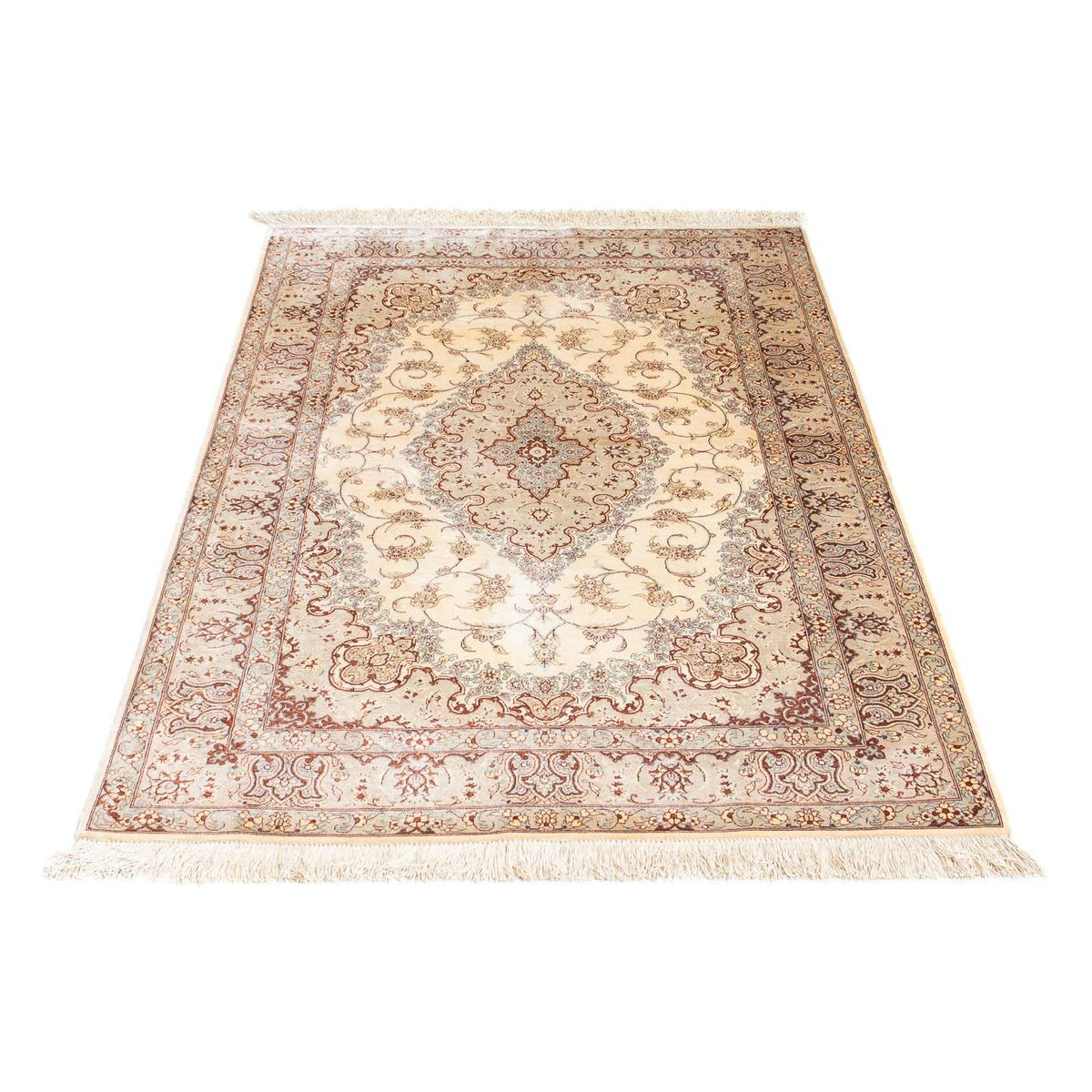 Alfombra persa - Ghom - 155 x 97 cm - beige