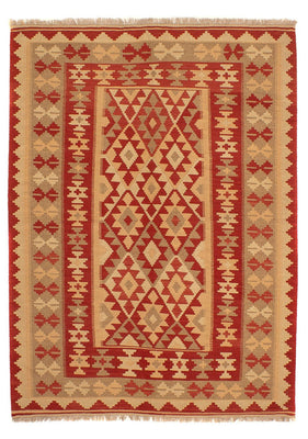 Alfombra Kelim - Oriental - 198 x 146 cm - rojo oscuro