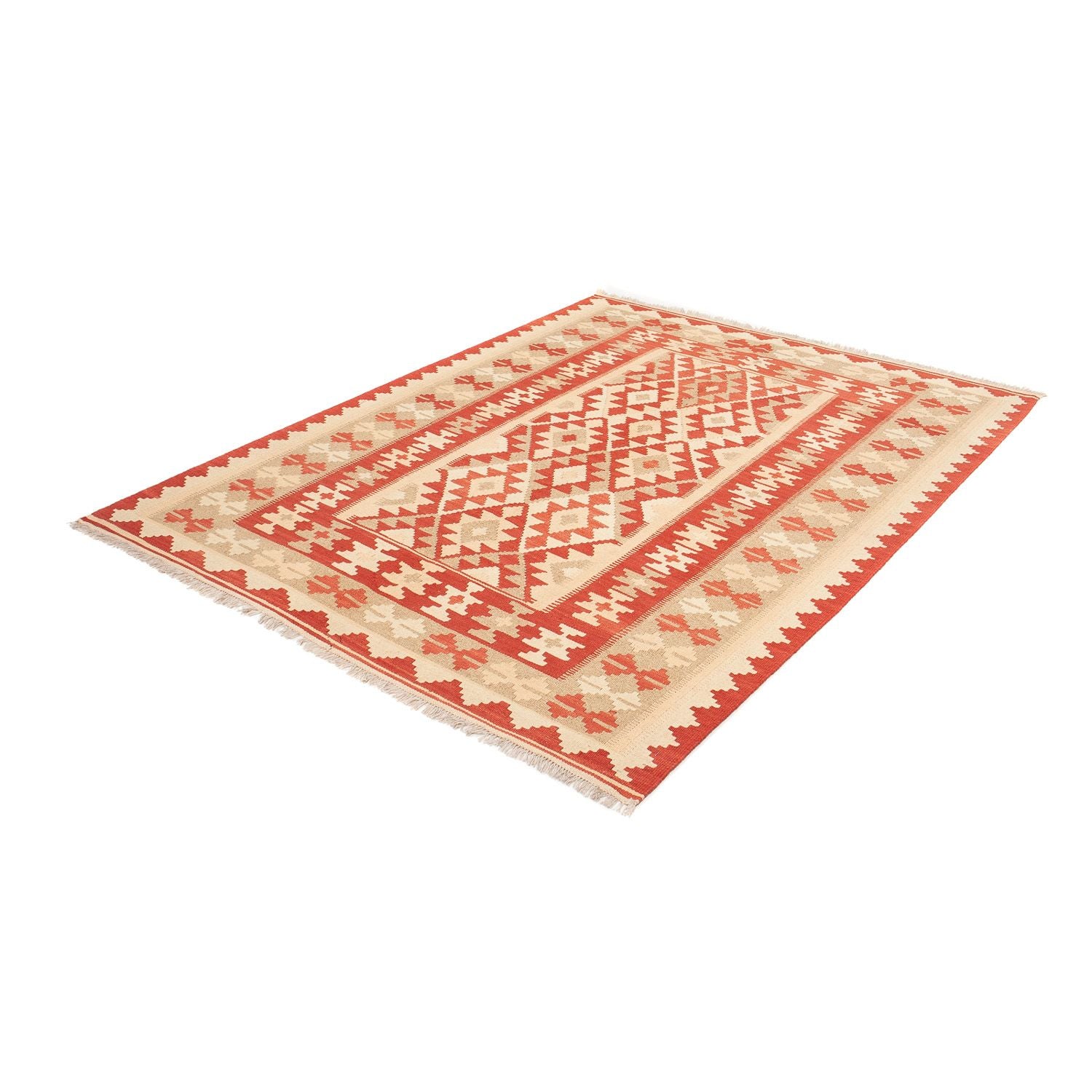 Alfombra Kelim - Oriental - 198 x 146 cm - rojo oscuro