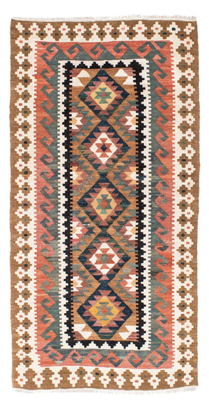 Alfombra de pasillo Alfombra Kelim - Oriental - 200 x 101 cm - marrón claro