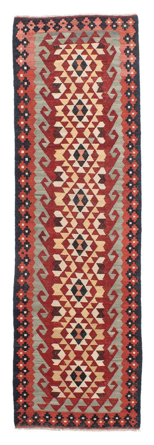 Alfombra de pasillo Alfombra Kelim - Splash - 285 x 87 cm - rojo claro