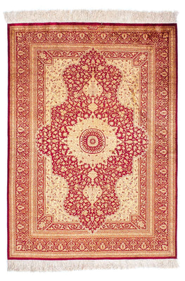 Alfombra persa - Ghom - 147 x 102 cm - rojo oscuro