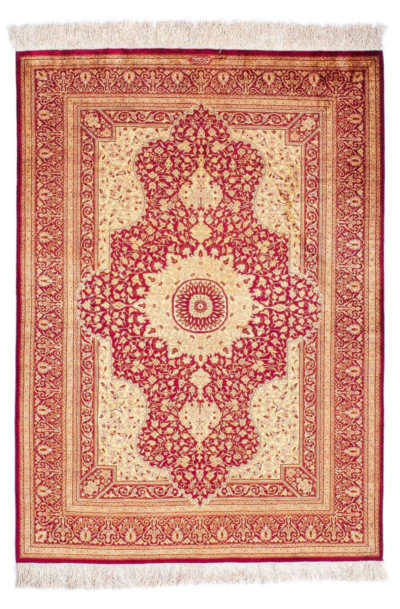 Alfombra persa - Ghom - 147 x 102 cm - rojo oscuro