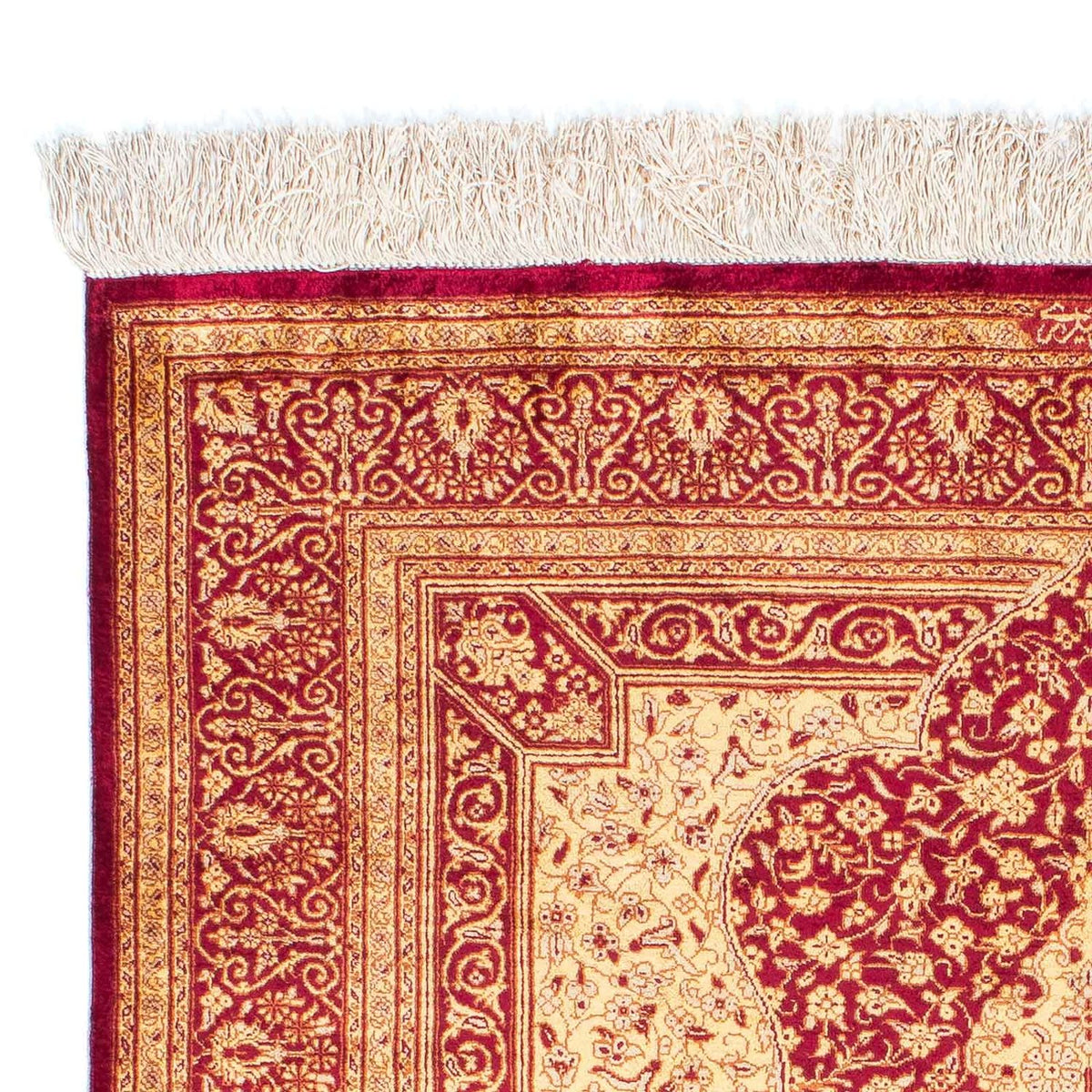 Alfombra persa - Ghom - 147 x 102 cm - rojo oscuro