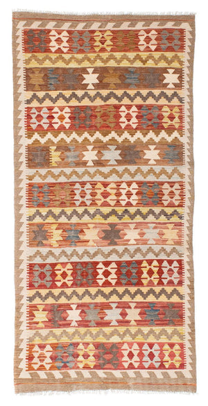 Alfombra de pasillo Alfombra Kelim - Oriental - 200 x 92 cm - marrón claro