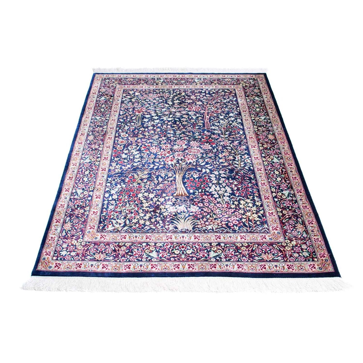 Alfombra persa - Ghom - 152 x 100 cm - azul oscuro
