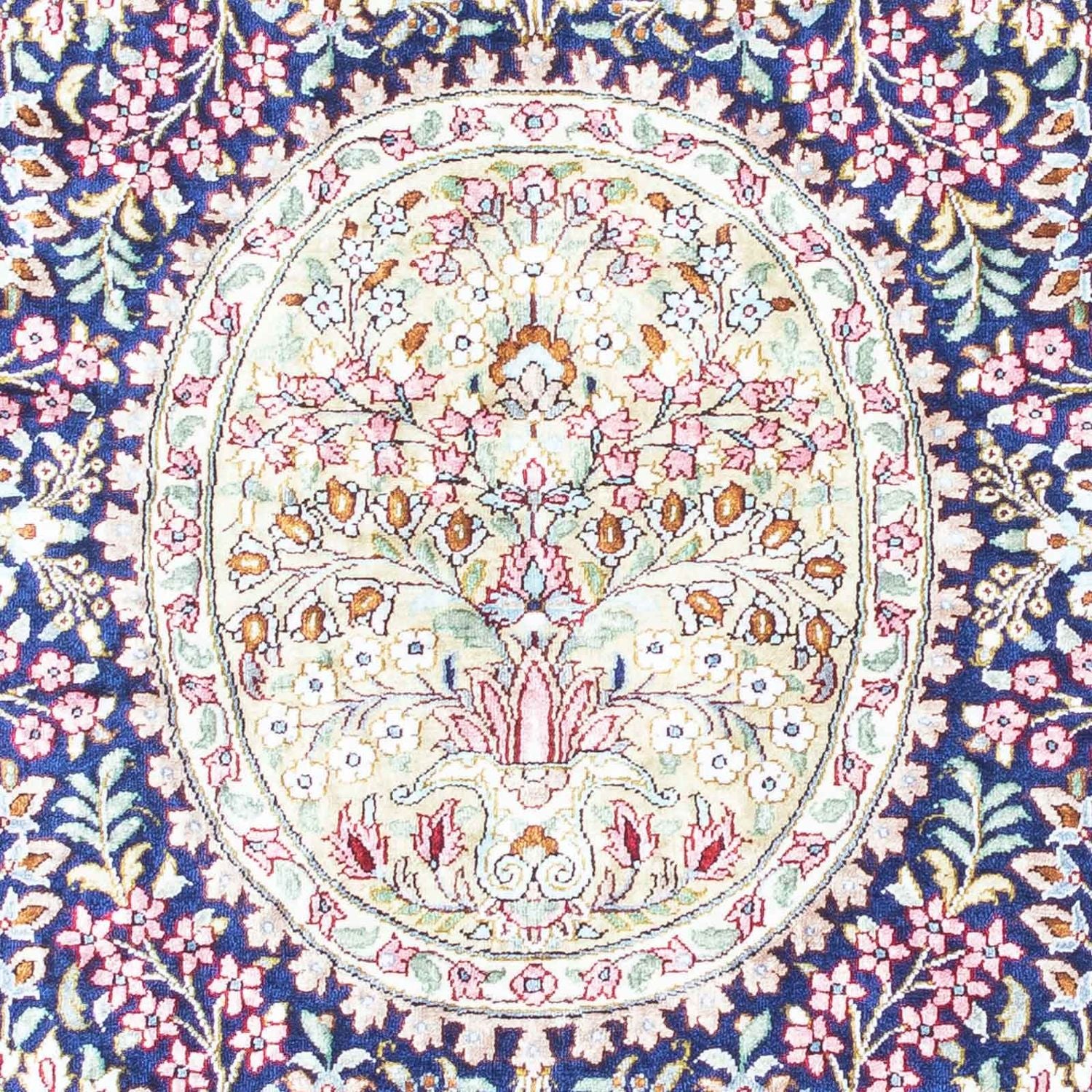 Alfombra persa - Ghom - 119 x 82 cm - azul oscuro