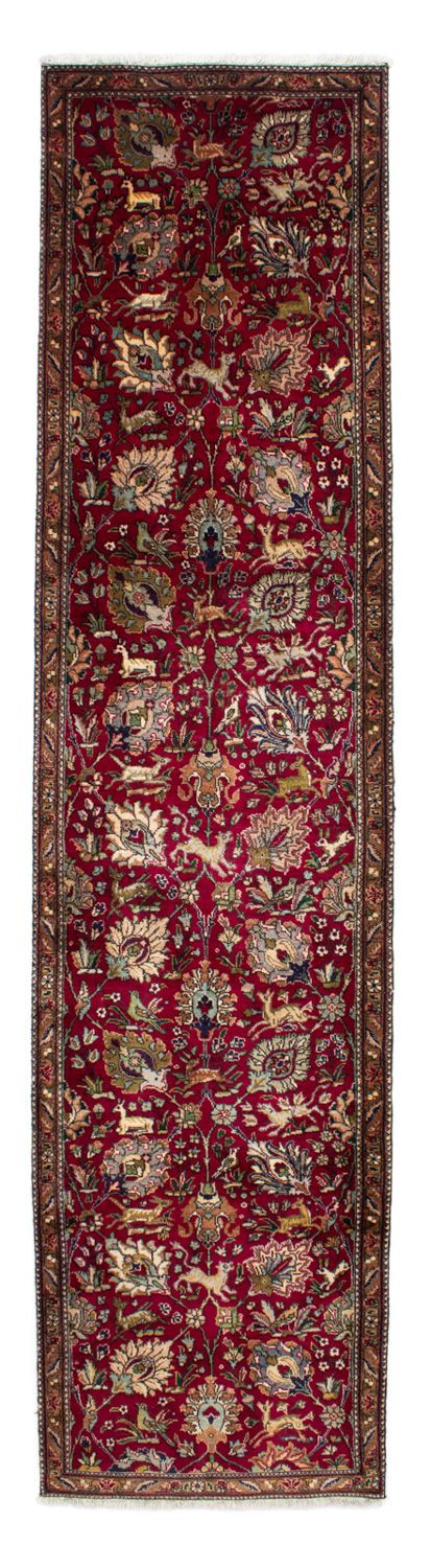 Alfombra de pasillo Alfombra persa - Tabriz - 385 x 90 cm - rojo oscuro