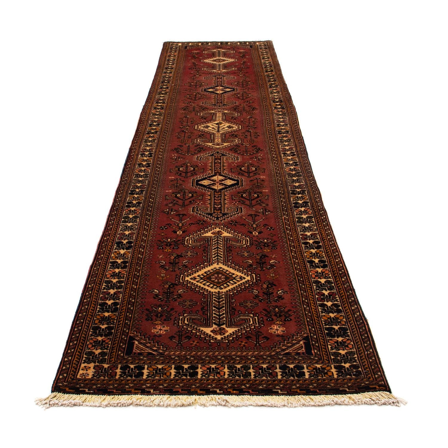 Alfombra de pasillo Alfombra persa - Nómada - 394 x 93 cm - marrón