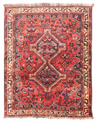 Alfombra persa - Nómada - 140 x 115 cm - rojo oscuro